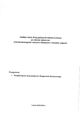 Analiza stanu dr&oacute;g gminnych miasta Łowicza po okresie zimowym