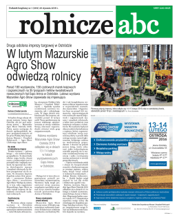 W lutym Mazurskie Agro Show odwiedzą rolnicy