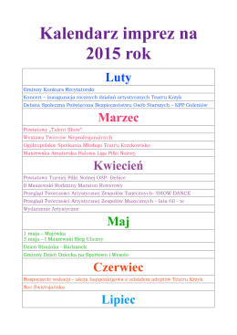 Kalendarz imprez na 2015 rok