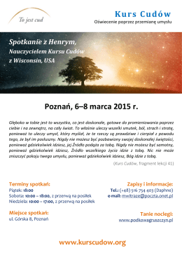 Kurs Cudów Poznań, 6–8 marca 2015 r.