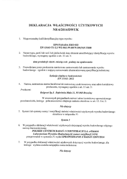 Deklaracja Właściwości Użytkowych EPS FASADA EKO 033