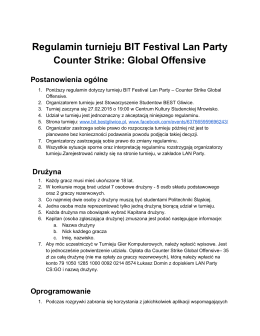 Regulamin turnieju BIT Festival Lan Party Counter Strike: Global