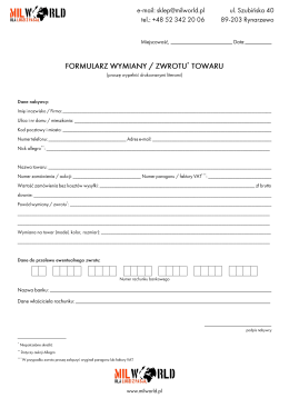 Formularz wymiany / zwrotu towaru