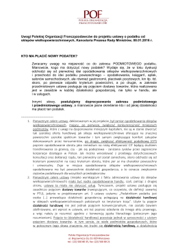 Uwagi Polskiej Organizacji Franczyzodawców do projektu ustawy o