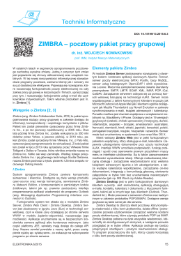 ZIMBRA – pocztowy pakiet pracy grupowej
