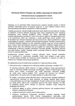 Informacja Ministra Finans&oacute;w dla rolnik&oacute;w dokonujących zakupu