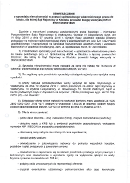 2015_W_022 – BIMICOR – warunki przetargu – OBWIESZCZENIE