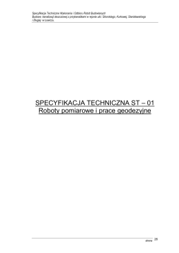 SPECYFIKACJA TECHNICZNA ST – 01 Roboty pomiarowe i prace