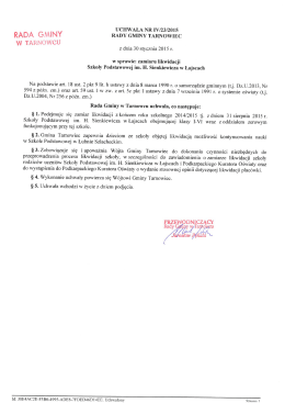 w sprawie: zamiaru likwidacji Szkoły