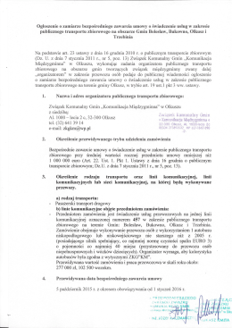 ogłoszenie 457 - Komunikacja Międzygminna w Olkuszu