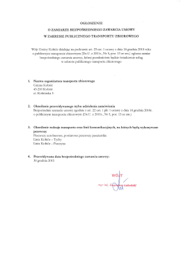 Ogłoszenie o zamiarze bezpośredniego zawarcia umowy w