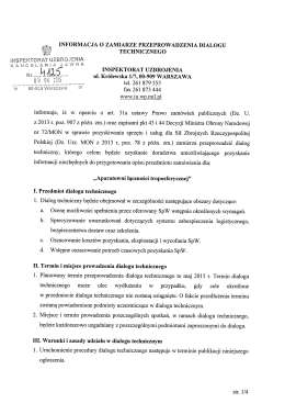 INFORMACJA O ZAMIARZE PRZEPROWADZENIA DIALOGU