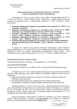 Informacja Dyrektora Zarządu Dr&oacute;g Powiatowych w Ostr&oacute;dzie o