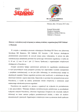 Stanowisko w sprawie łączenia Rejon&oacute;w