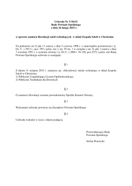 Uchwała Nr V/26/15 Rady Powiatu Opolskiego z dnia 26 lutego