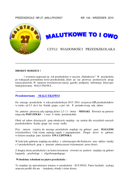 wrzesień 2015 - Przedszkole Nr 27 MALUTKOWO w Gdyni