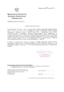 Obwieszczenie Regionalnego Dyrektora Ochrony Środowiska w