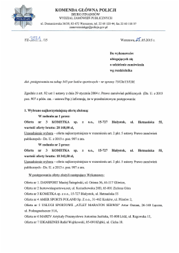 zawiadomienie o wyborze najkorzystniejszej oferty