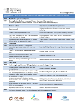Final Conference Programme of the West Pomerania Deep Sea