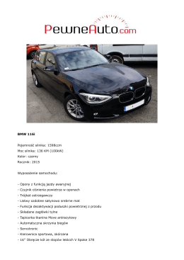 BMW 116i Pojemność silnika: 1598ccm Moc silnika