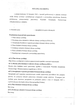 Kontrola w zakresie realizacji zadań obrony cywilnej i przedsięwzięć