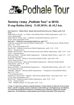 Terminy i trasy „Podhale Tour” w 2015r. II etap Rabka