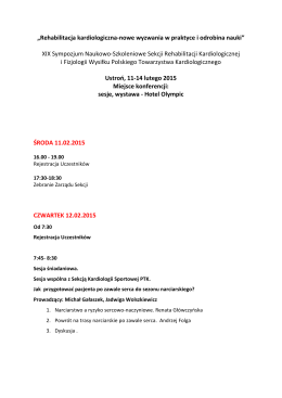 program xix sympozjum pdf - Sekcja Rehabilitacji Kardiologicznej i