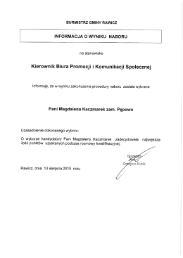 Kierownik Biura Promocji i Komunikacji Społecznej