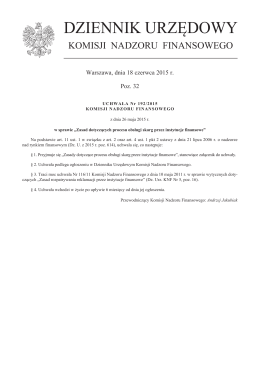 Uchwała Nr 192/2015 Komisji Nadzoru Finansowego z dnia 26