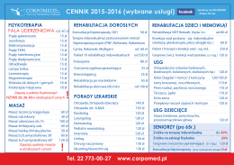 CENNIK 2015-2016 (wybrane usługi)