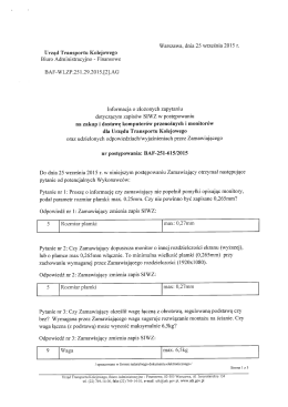 Informacja o złożonych pytaniach i udzielonych wyjaśnieniach do