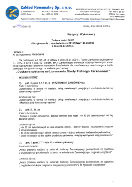 Zmiana II SIWZ - Parkometry - Zakład Komunalny Sp. z o.o.
