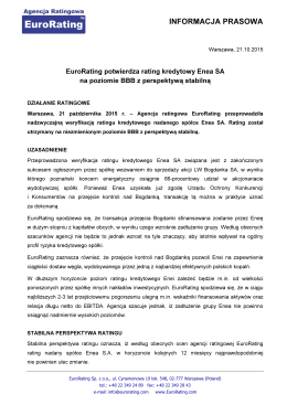 EuroRating - Analiza kredytowa Enea SA z 21 października 2015