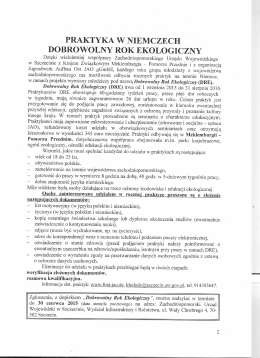 PRAKTYKA W NIEMCZECH . DoBRowoLNY ROK EKOLOGICZNY