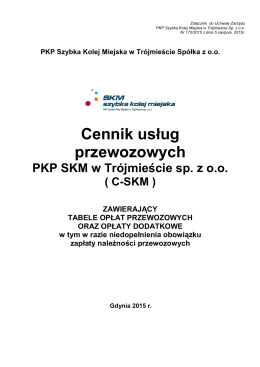 Cennik usług przewozowych (C-SKM) ważny od 13.12.15 r
