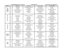 TYGODNIOWY PLAN LEKCJI GIMNAZJUM Ważny od 01 września