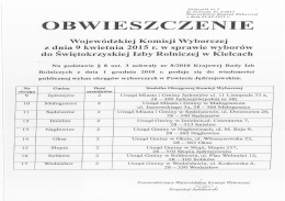 Obwieszczenie Wojewódzkiej Komisji Wyborczej z dnia 9 kwietnia