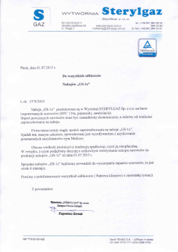 Odwołanie produkcji naboj&oacute;w GS-1z