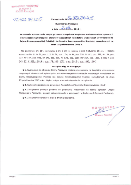 Zarządzenie Burmistrza Pszczyny w sprawie wyznaczenia miejsc