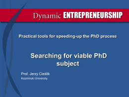 Searching for viable PhD subject