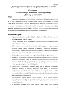 Regulamin IX Powiatowego Konkursu Polonistycznego „Licz się ze