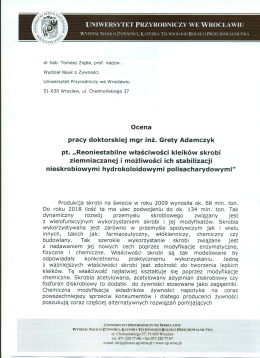 Recenzja II - Wydział Technologii Żywności