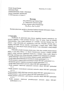 Dr hab. Ryszard Skulski Sosnowiec, 01.12.2015