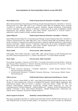 Lista kandydatów do Tarnowskiej Rady Seniorów na lata
