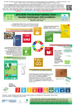 Fenntartható Fejlődési Célok – tanulási lehetőségek zöld óvodákban