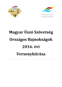 Magyar Úszó Szövetség Országos Bajnokságok 2016. évi