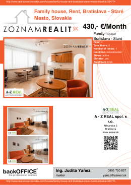 430,- €/Month - Real Estate Slovakia