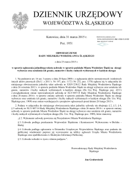 Obwieszczenie Rady Miejskiej Wodzisławia Śl. z dnia 25.03.2015 r