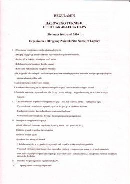 Regulamin Turnieju Halowego z okazji 40