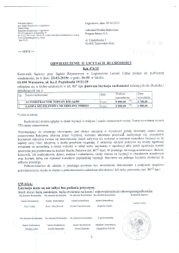 Komornik Sądowy j Legionowo, dnia 09-02-2015